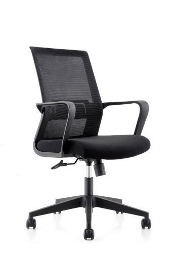 Кресло офисное / Интер LB / черный пластик / черная сетка / черная ткань			