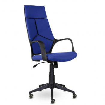 Кресло офисное / IQ  / (black plastic blue) черный пластик / синяя ткань			