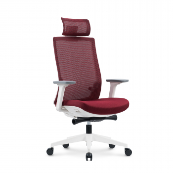 Кресло офисное / Ruby LB / белый пластик / красная сетка / красная ткань