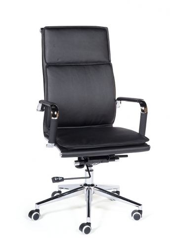 Кресло офисное / Харман / (black) хром / черная экокожа			