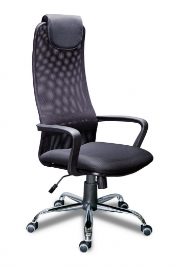 Кресло офисное / Реал / хром сетка (черная)/крестовина хром			
